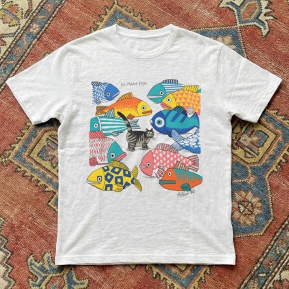 Other - Colorful Fish And Cat Graphic T-Shirt